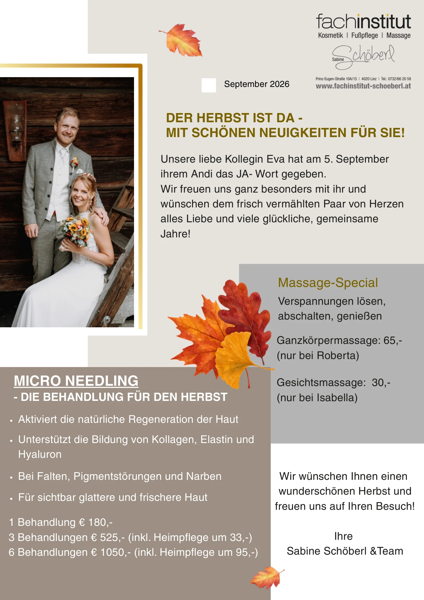 Der Herbst ist da – mit schönen Neuigkeiten.